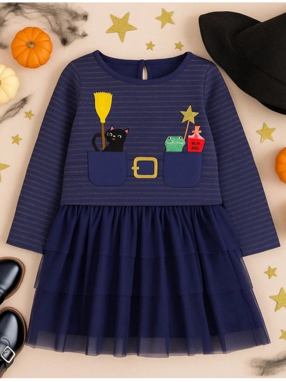 Mini Boden  Blue Layered Tulle Halloween Witch Dress